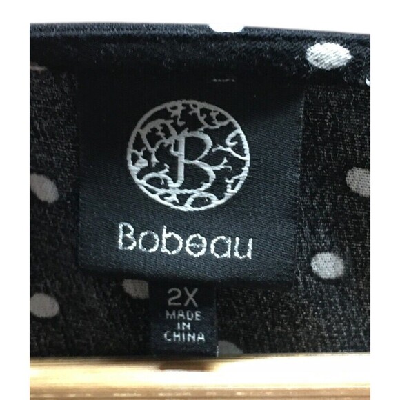 Bobeau Top Women's Size 2X Black White Spots Button Up - Picture 4 of 5